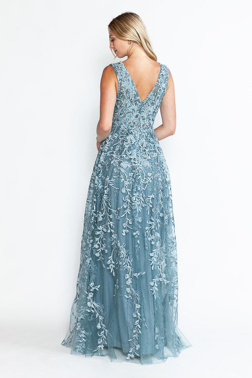 A Line Long Formal Lace Dress Lenovia 8337