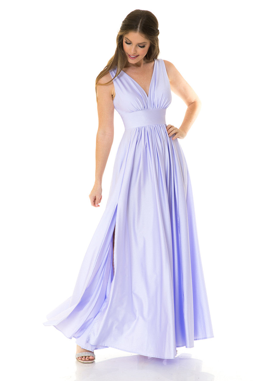 A Line Pleated Long Formal Evening Dress Lenovia 5232