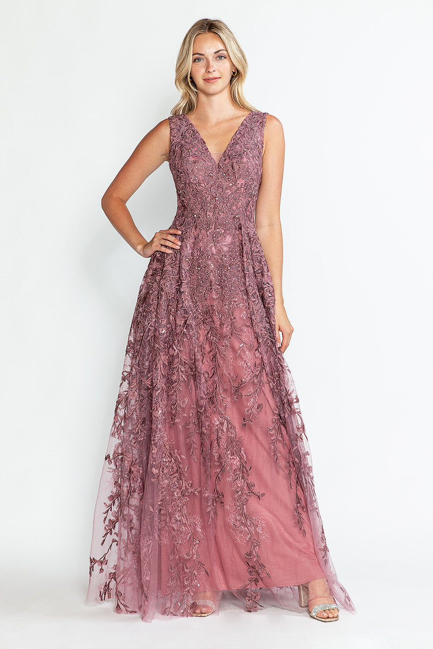 A Line Long Formal Lace Dress Lenovia 8337