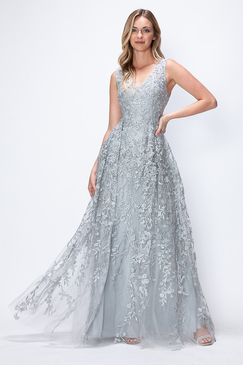 A Line Long Formal Lace Dress Lenovia 8337